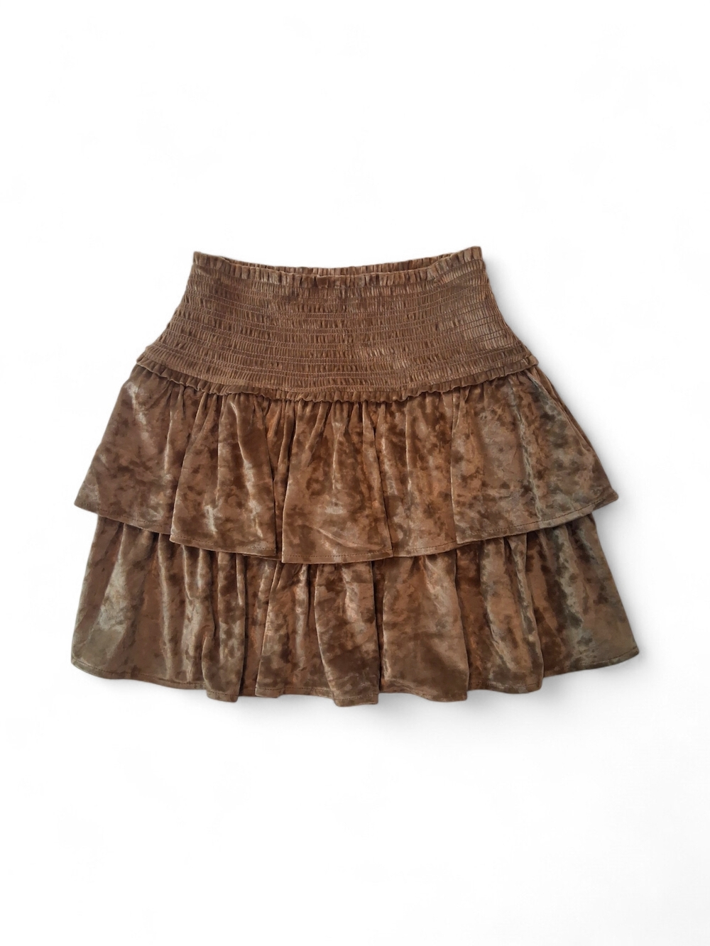🆕Aerie Frills n Thrills Velvet Smocked Tiered Pull On Mini Skirt Womens Size XS - Picture 7 of 9